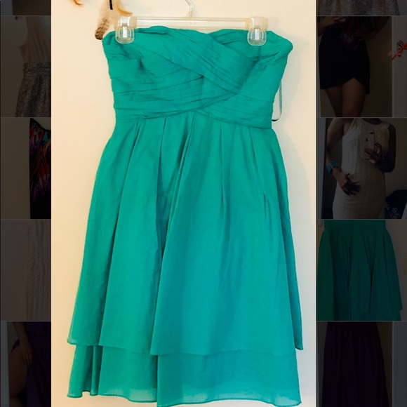 Sweet and short turquoise strapless dress - Picture 3 of 4